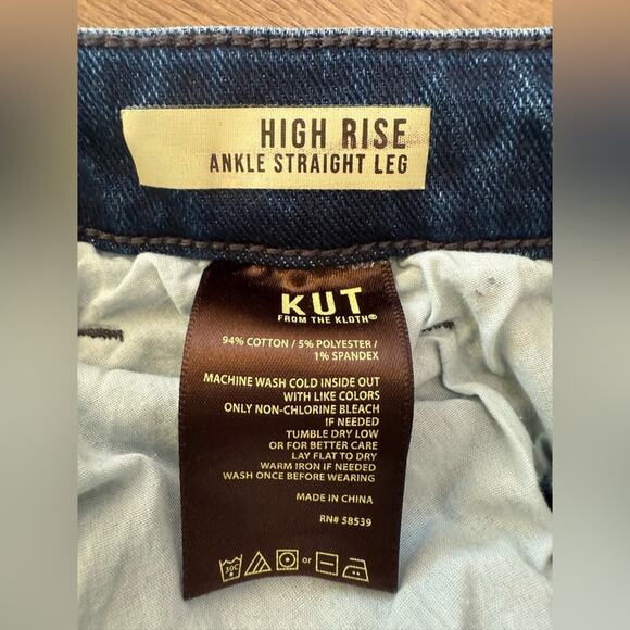 Kut From The Kloth High Rise Stretch Ankle Straight Leg Raw Hem Jeans Size 18W - Picture 6 of 10